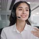 Closeup Young Friendly Woman Operator Telemarketing Sales Agent Talking to Webcam Smiling - VideoHive Item for Sale