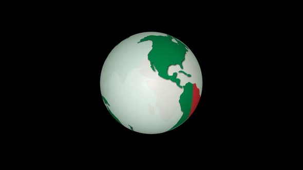 Bangladesh Flag 3d Rotated Planet Animated Black Background