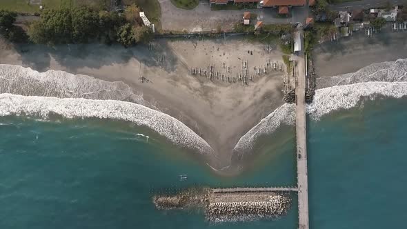 aerial view of tanah ampo pier, shot in full hd., Stock Footage | VideoHive