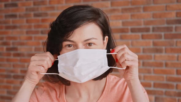 Brunette Female in Protect Mask alt