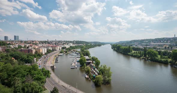 Timelapse of Vltava River seen from Vysehrad