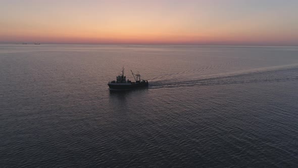 Fishing Ship Aerial View alt