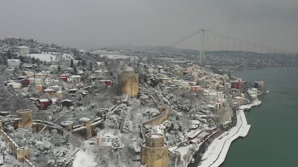 Aerial view of Rumeli Hisari Castle and the Bosphorus alt