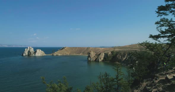 Olkhon Island Lake Baikal Tranquil Aerial View Famous Tourist Attraction Summer Landscape  alt
