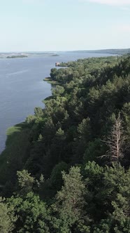Vertical Video Aerial View of the Dnipro River  the Main River of Ukraine alt