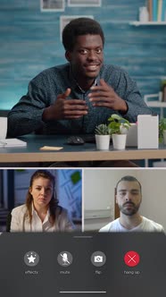 Vertical Video Business Partners Talking on Online Video Call Meeting alt