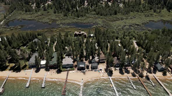 4K Tahoe Lake cabins on the beach  alt