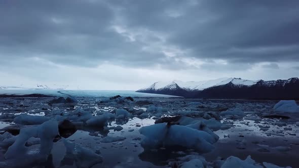 Iceland Cinematic Glacier with Dramatic Atmosphere