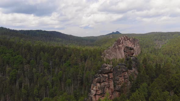 Granite Rocks in the Middle of the Taiga in the Picturesque Siberian Reserve Stolby.