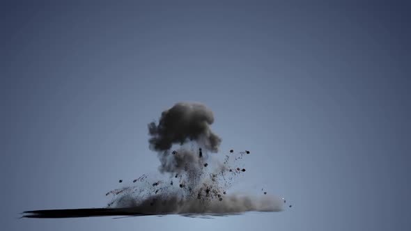 Explosions And Blasts. Explosion Spark And Particles Moves In Isolated Blue Background