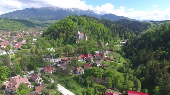 Aerial View Of Dracula Castle In Transylvania