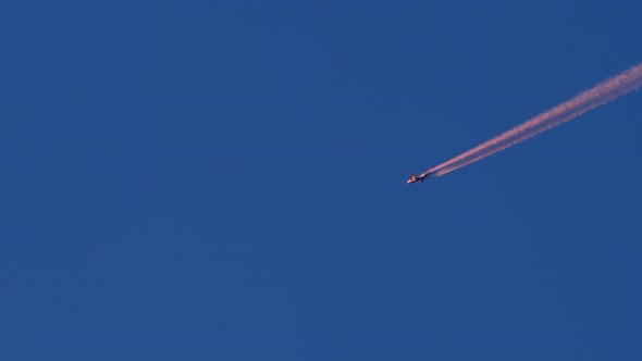 Airplane at Flight Level at Sunset alt
