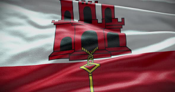Gibraltar national flag background motion graphic looped 4K alt