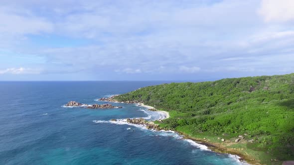 Tropical Beach with Sea and Palm Taken From Drone alt
