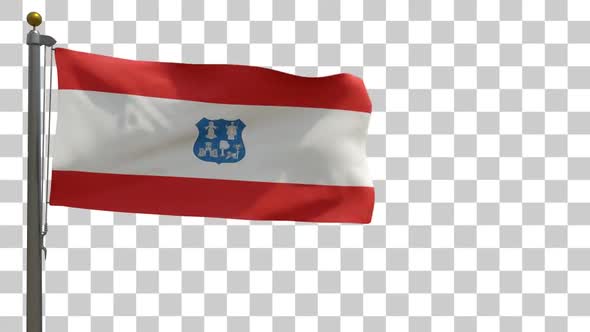 Asuncion City Flag on Flagpole with Alpha Channel - 4K alt