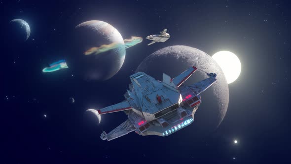 Fake Video Game Gameplay Flying Racing Ufo Space Ship Render 3d Space War