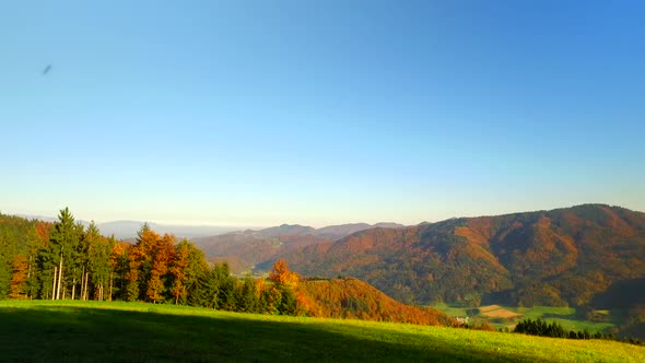 Sunny Autumn Day Among the Mountains