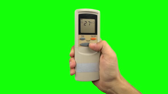 Choosing Temperature on Air Conditioner. Green Screen alt
