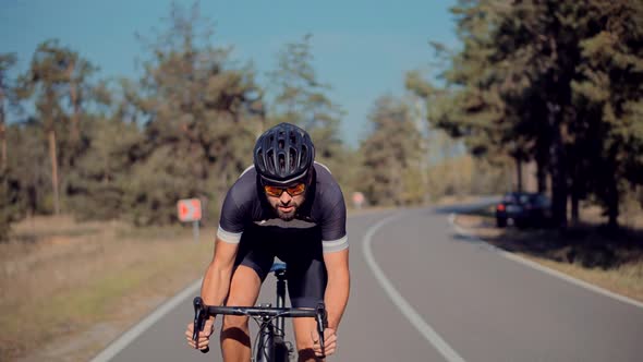 Sport Workout. Triathlete Cyclist Recreation Bicycle. Fit Athlete Sport Workout Training Cycling. alt