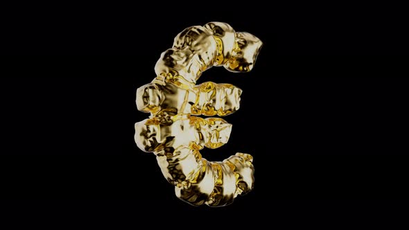 Gold Euro Rotating Symbol on a Transparent Background alt
