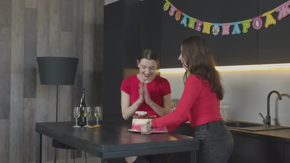 Loving Daughters Making Surprise at Mom's Birthday alt