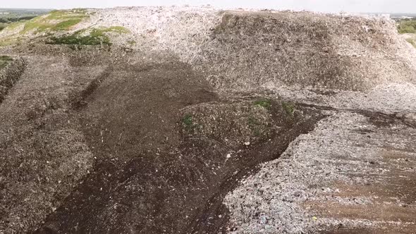 Aerial View City Dump, Landfill. Pollution ecology. Pile of stink and toxic residue. alt