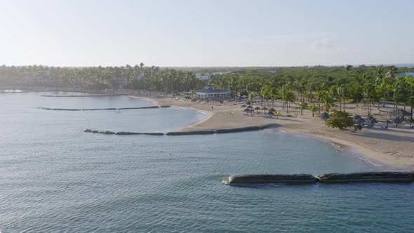 Playa Nueva Romana, San Pedro de Macoris in Dominican Republic. Aerial drone view alt