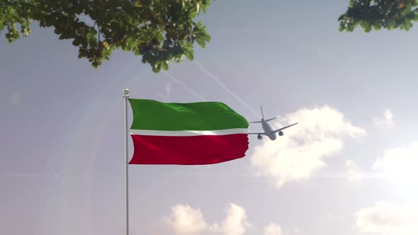 Tatarstan  Flag With Airplane And City