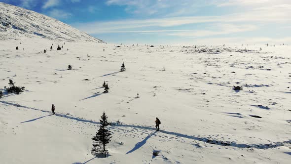 Aerial View of Mountain Snow Slope South Ural
