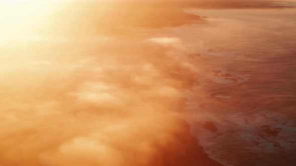 Aerial Majestic Sunrise or Sunset Landscape Amazing Glowing Clouds alt