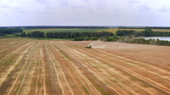 Harvesting Wheat Field at Sunset Wheat Field Harvets Combine Agriculture Food