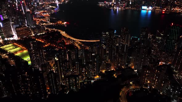 Hong Kong night city flying with DJI Mavic3 drones. alt