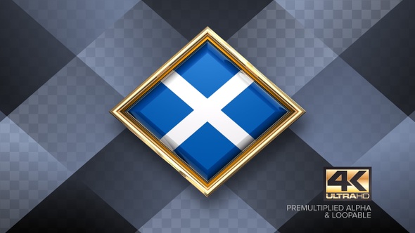 Scotland Flag Rotating Badge 4K Looping with Transparent Background