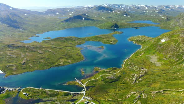 Panorama of Jotunheimen National Park in Norway, Synshorn Mountain