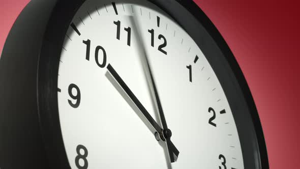 Clock Face On Burgundy Cherry Red Wall