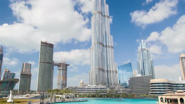 Futuristic Day Panorama of Dubai . Pan Up alt