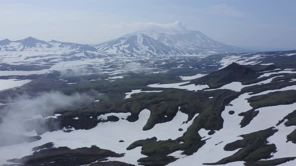 Landscape of Mutnovsky Volcano in Summer