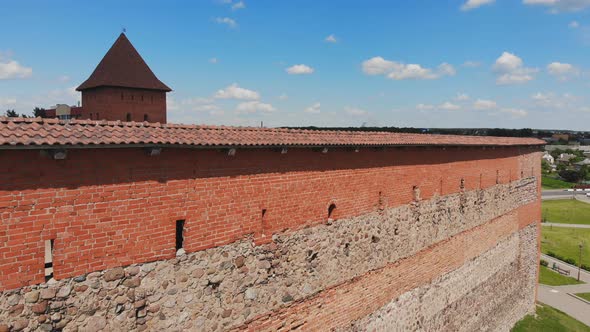 Aerial View of Lida Castle. The City of Lida. Belarus. alt
