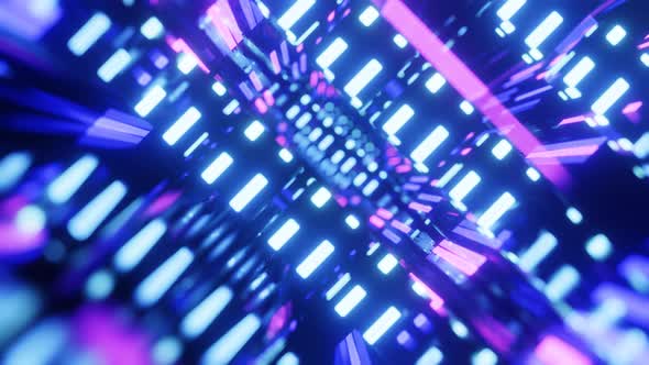 Fly Through Mirror Designs Form Tunnel Technology Cyberspace with Neon Glow alt