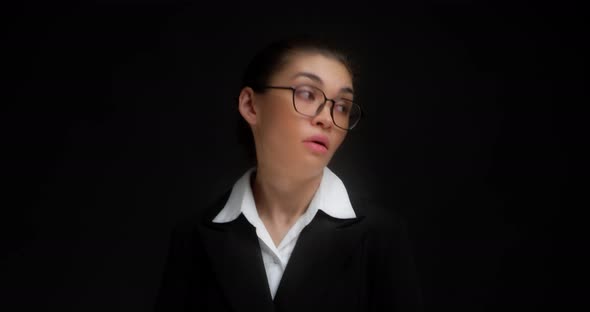 Beautiful Brunette Shows Her Left Hand Gesture Blah Blah Blah alt