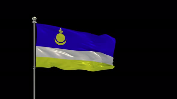 Buryatia Flag Medium Shot Waving Looping Animation Include Alpha