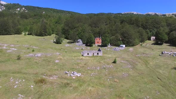 Brick cabin isolated on Dinara mountain in Croatia alt