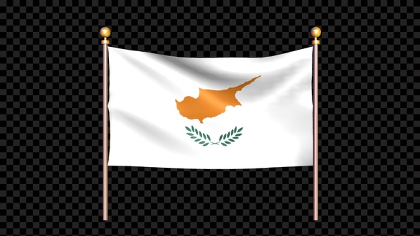 Flag Of Cyprus Waving In Double Pole Looped alt