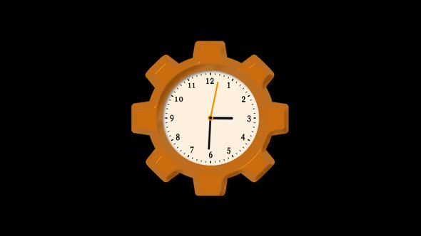 Brown Color Gear 3d Wall Clock Isolated On Black Background alt