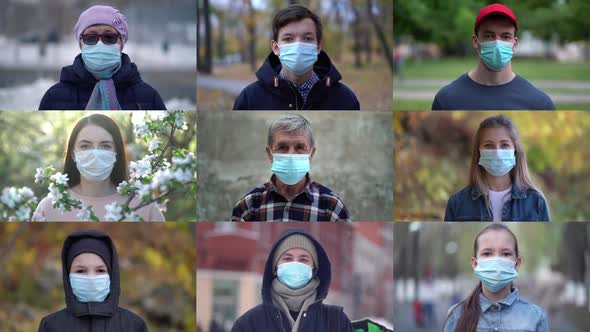Group of People Wearing Face Protection Mask in Prevention for Coronavirus Covid 19