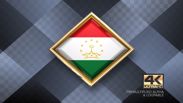 Tajikistan Flag Rotating Badge 4K Looping with Transparent Background