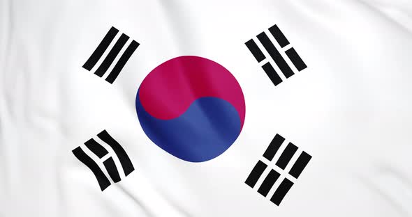 South Korea Flag Waving Animation