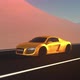 Gold Car Driving On Desert Road - VideoHive Item for Sale
