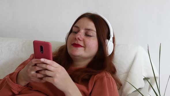 Happy Woman Enjoy Using Smartphone