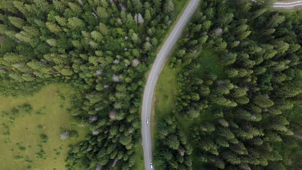 Drone Shot of Cars Driving on Mountain Road